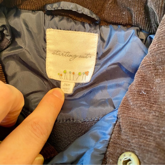 Navy Quilted Fleece-Lined Kids Jacket by Starting Out size 24m - Picture 3 of 5